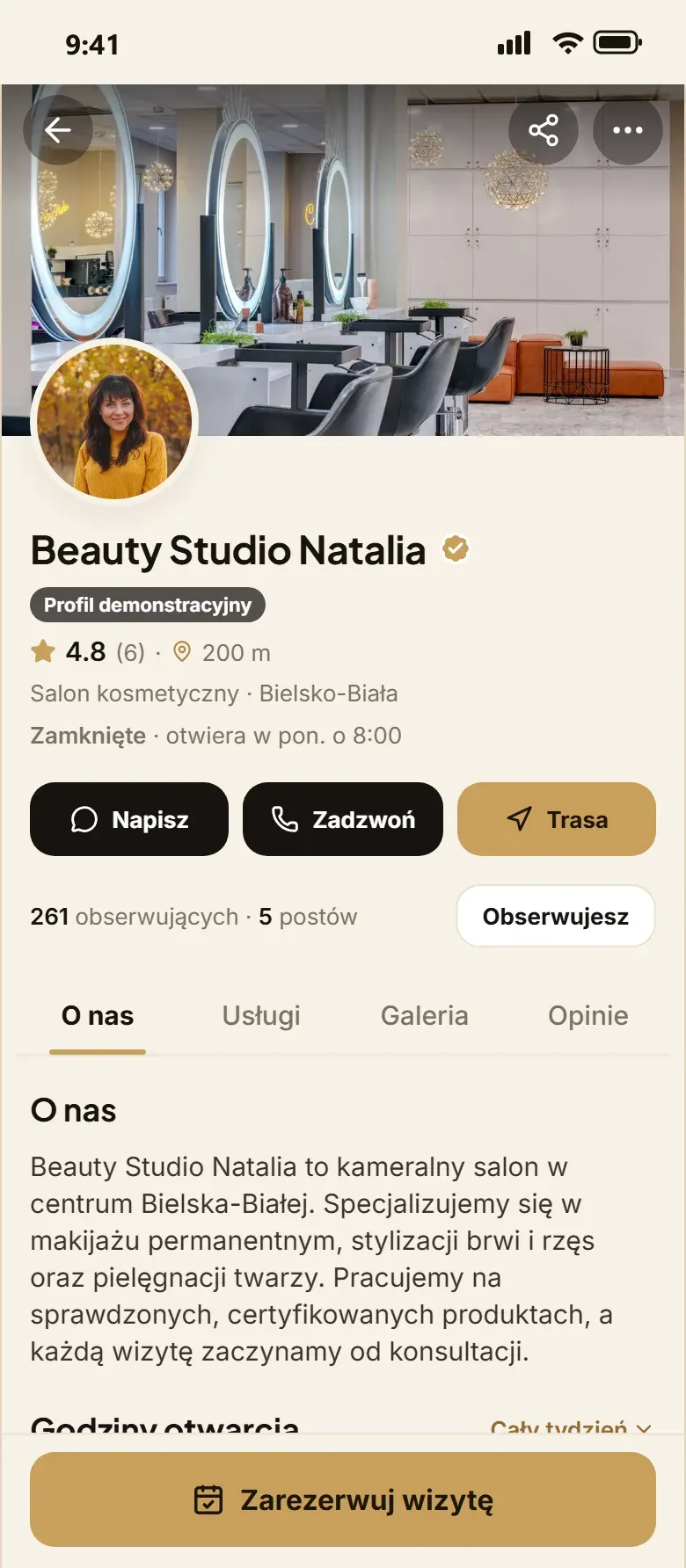 Profil firmy w aplikacji